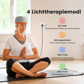 Scienlodic Red Light Therapy Cap - Near Infrared Light Hair Growth Device, 102 LEDs, 660nm and 850nm Wavelengths, Hair Loss Treatment for Thinning Hair with Breathing Pulse Mode - Grey