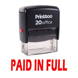 Printtoo Paid in Full Self Inking Rubber Stamp Office Stationary Custom Stamp-Red