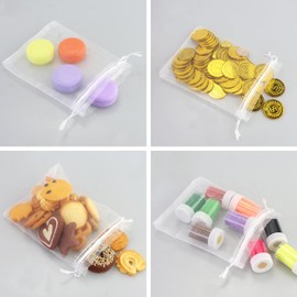 50pcs White Organza Gift Bags, 13x18 cm Gauze Bags Chiffon Bags With Drawstring, Jewelry Drawstring Pouches Mesh Wedding Party Favor Bags Fabric Gift Bags Medium Small Drawstring Bag Candy Bags