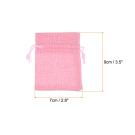 HARFINGTON 5pcs Small Burlap Bags with Drawstring, 2.8" x 3.5" Gift Bag Jewelry Pouches for Wedding Party Presents Festival Favors, Pink