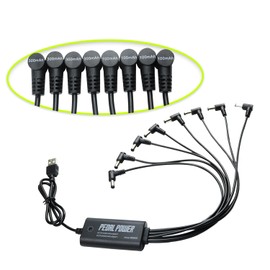 BAIRUTONG Guitar Pedal Power Supply, 8 Isolated DC9V Outputs, USB 5V Input, Portable for Effect Pedal Board