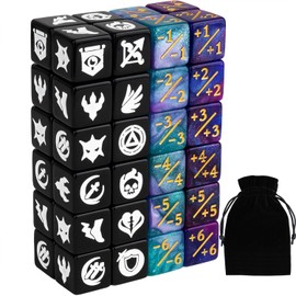 48 Pieces MTG Dice Counters Icon Abilities Keywords Counter Plus One Buff Life Tokens Dice Set for TCG Magic Cards Game Accessories, Purple