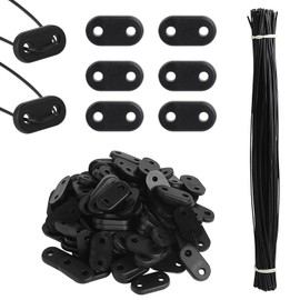 DBREAKS Set of 105 Privacy Screen Mounting Kit, Weatherproof Mounting Clips, Mounting Clips for Privacy Screen Mats, with 105 Attachments PVC Platelet Wire Cable Ties for Garden, Lawn (Black)