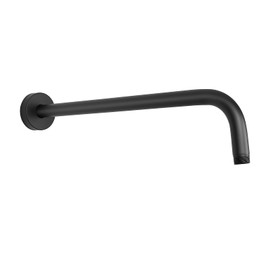 HarJue Shower Arm with Flange and Teflon Tape, Wall Mounted Shower Pipe 304 Stainless Steel Extension Arm for Fixed Shower Head & Handheld (15 Inch, Matte Black)