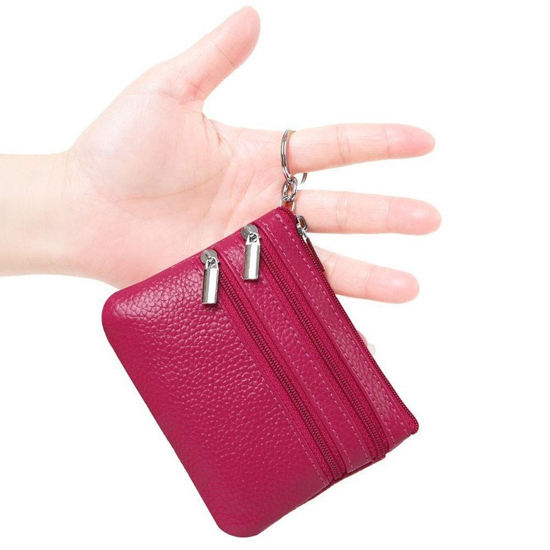 Women Ladies PU Leather Small Coin Card Key Ring Wallet