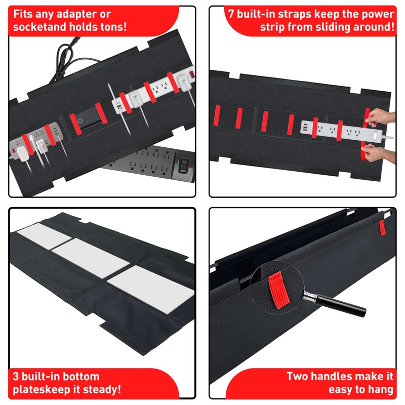 AVEKO No Drill Under Desk Cable Management Tray, 36" Desk