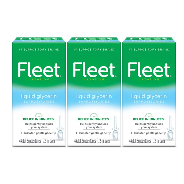 Fleet Liquid Glycerin Suppositories for Adult Constipation, 4 Count (