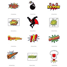 YiiiGoood Pack of 18 Boom Wham ZAP Superhero Party Swirl Decorations for Baby Shower Kids Birthday Party Hanging Decor Birthday Party Supplies