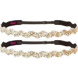 Hipsy Women's Adjustable No Slip Gold Bling Glitter Team Sports Headband Multi Packs (Wave Gold 2pk)