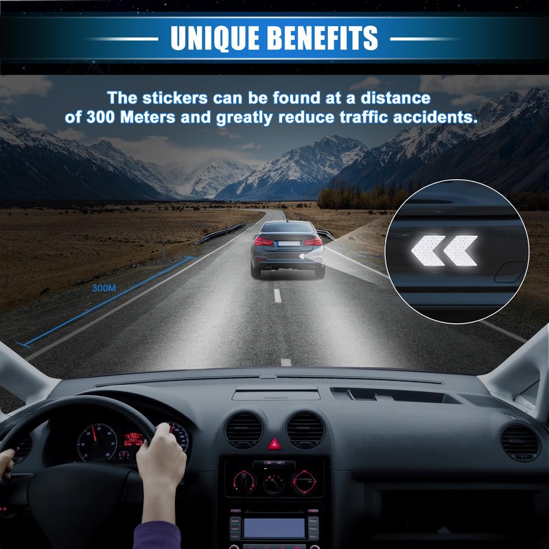 VekAuto 10 Pcs Reflective Stickers, Arrow Shape Universal for Cars