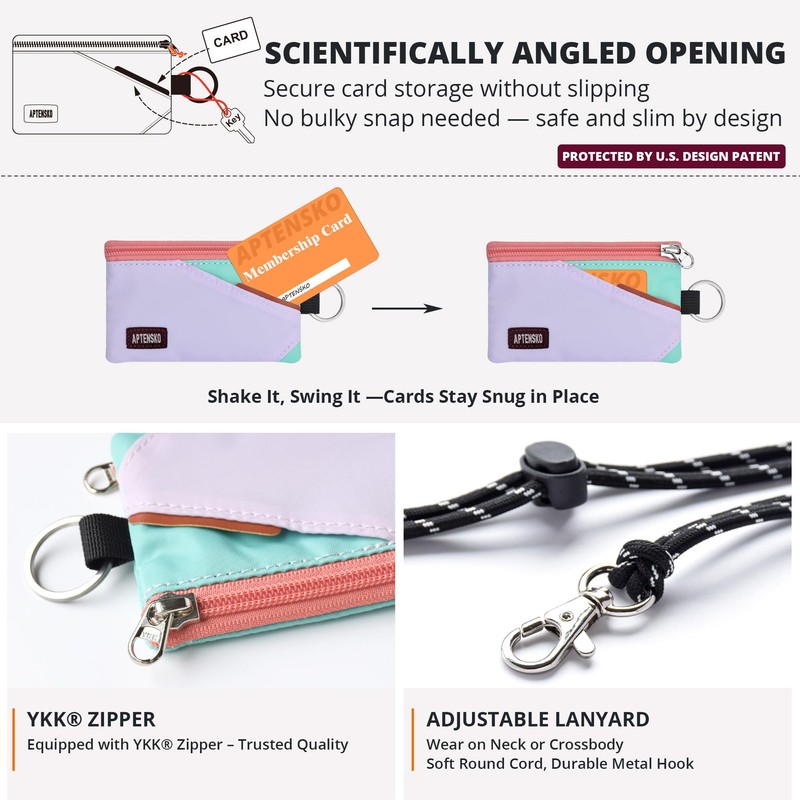 APTENSKO RFID Blocking Travel Wallet with Adjustable Lanyard, Small Nylon
