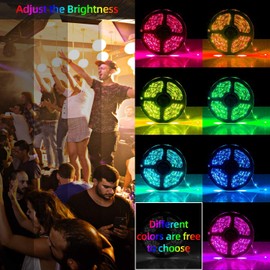 YI LIGHTING - Smart Wi-Fi RGB LED Strip Lights, Music Synced, Color Changing with Remote, App Control for Bedroom Home TV Bar (49.2 FT)