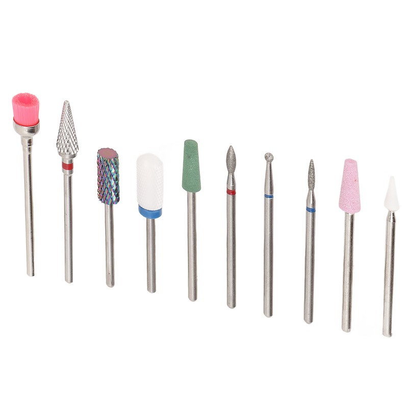 10 Pcs Nails Drill Bit Set Portable Remove Polishing Nail