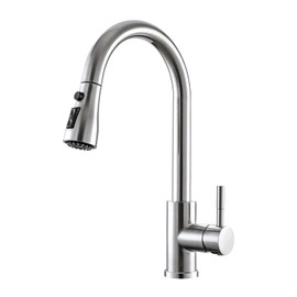 GIMILI Kitchen Faucet with Pull Down Sprayer Single Hole Kitchen Sink Faucet Suitable for Farmhouses RV Laundry Room Outdoor and Campers Brushed Nickel