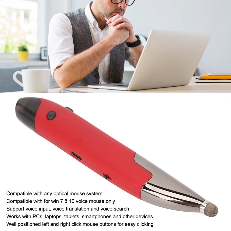 Wireless Voice Input Optical Pocket Pen Mouse 2.4GHZ 33ft Wireless