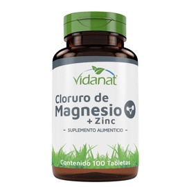 Vidanat Cloruro de Magnesio  Zinc 100 Tabletas  Suplemento Alimenticio de Origen Natural                                                              