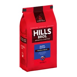 Hills Bros. Dark Satin Whole Bean Coffee – Rich and Bold Premium Arabica Coffee Beans – Orthodox Union Kosher – Dark Roast, Fresh Grind for Best Aroma & Taste – Dark Satin, 1 Pack of 24oz