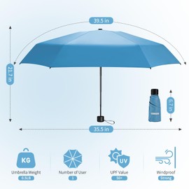 Yoobure Small Mini Umbrella with Case Light Compact Design Perfect for Travel Lightweight Portable Parasol Outdoor Sun&Rain Umbrellas