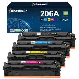206A Toner Cartridge 4 Pack (with Chip) Replacement for HP 206A 206X W2110A Toner Work for HP Color Laser Jet Pro MFP M283fdw M283cdw M255dw MFP M283 M255 Series Printer (Black Cyan Yellow Magenta)