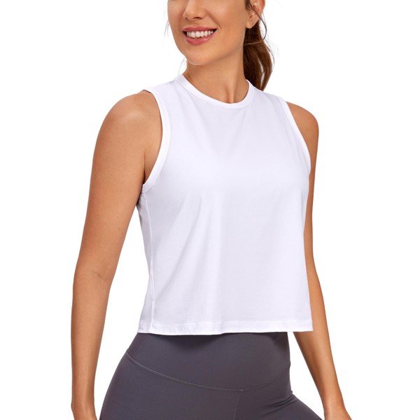 CRZ YOGA Pima Cotton Cropped Tank Tops for Women Soft