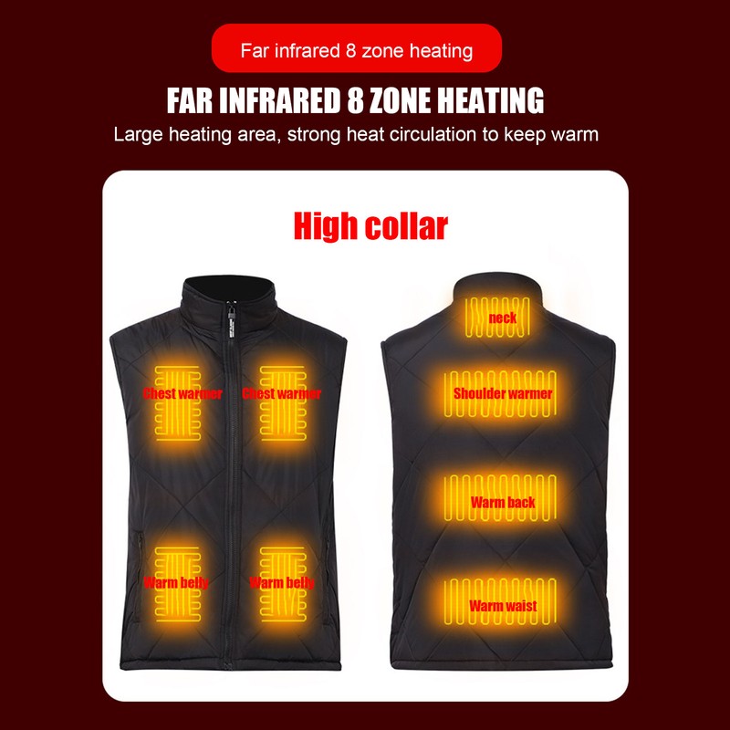 45‑65℃ Heated Vest 5 Gears Tempertature Control Intelligent Switch USB