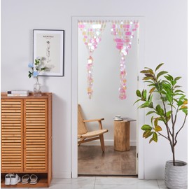 treknature 20Pcs Sequin Beaded Curtain Doorway Beads Curtain Pink Room Decorations Easy Installation Used for Bedroom Closet Door Stage Festivals Wedding Christmas Supplies