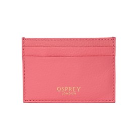 Osprey London Small Grainy Leather Tilly Card Holder RFID Protection in Guava Pink