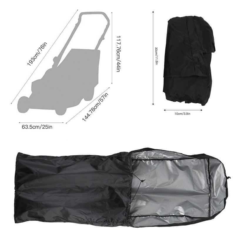 SilverCoated Lawn Mower Waterproof Cover High Temperature Resistance Dustproof Protector(Black