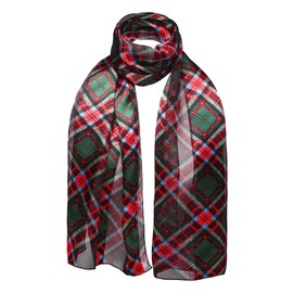 Basic Sense Unisex Scottish Checked Wrap Satin Stripe Silky Tartan Scarf Scarves (Green)