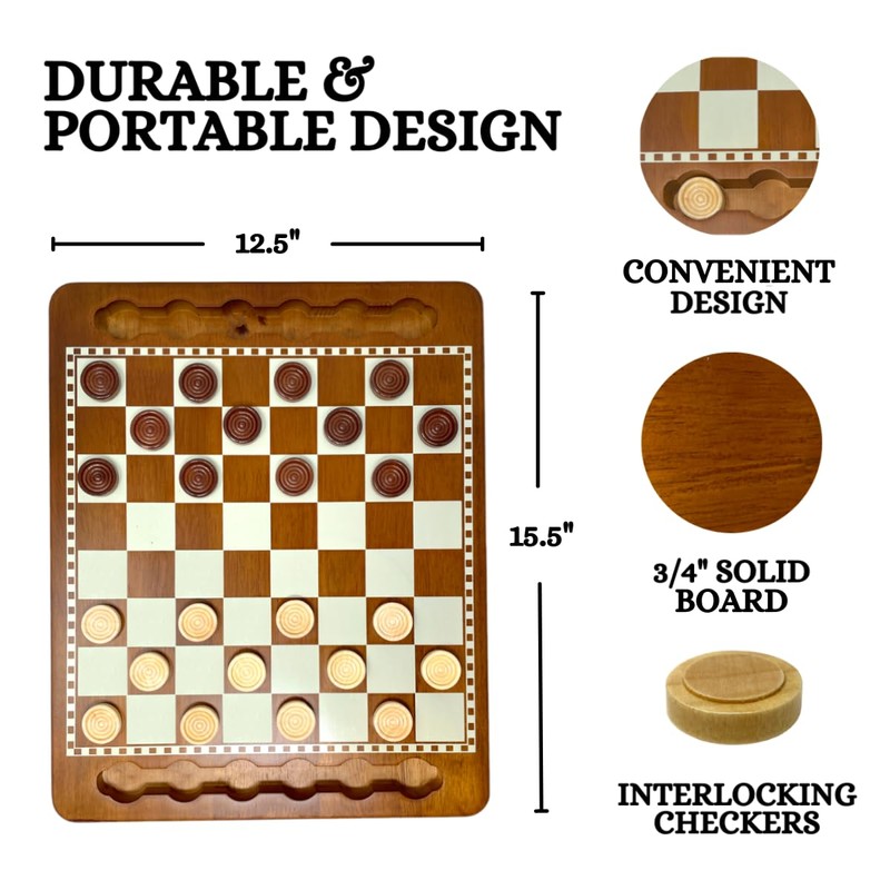 Regal Games Luxury Checkers Board Game for Adults & Kids