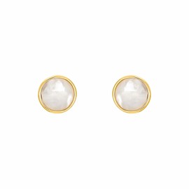s.Oliver 2034177 Women's Stud Earrings 925 Sterling Silver with Moonstone, 0.9 cm, Gold, Comes in Jewellery Gift Box, Sterling silver, Moonstone