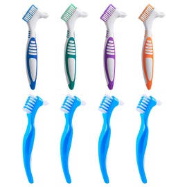 Pack of 8 Denture Brushes, Double Head Cleaning Brushes for Braces for Effective Denture Cleaning, Premium Hard Denture Brush, Thorough Cleaning Small Corners
