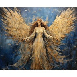 Diamond Art Painting by Number Kits for Adults Abstract Angel Open Wing Round Full Drill 5D Diamond Art Easy for Beginner Cross Stitch Mosaic Craft Hobby Wall Art for Home Decor 40x50cm