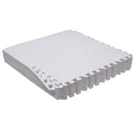 HTTMT- 8X(32 Sqft) White Gym Floor Mat 24x24 EVA Foam Interlocking Exercise Fitness Puzzle Floor Gym Yoga Mat Workout Pad [P/N: MTET-HOME012-8PC]