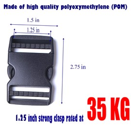 AXEN 4PCS Plastic Buckle, Dual Adjustable Side Quick Release Buckle for Bracelets Backpack Tactical Bag and Gear (30mm/1.25in)