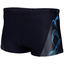 Aquarti Men's Short Striped Swimming Trunks, 16201 Black/Blue, 3 XL