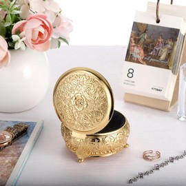 Hipiwe Vintage Metal Jewelry Box Different Shape- Small Antique Ring Earrings Necklace Storage Organizer Case Metal Treasure Chest Trinket Keepsake Gift Box