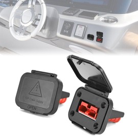 WeiSen 2pcs 50A Battery Quick Connect/Disconnect Electrical Connector Plug with Flush Mount Dust Cover for 6-16 Gauge Cable Compatible with UTVs, SUVs, Trucks, Pickup, Vehicles, Boat