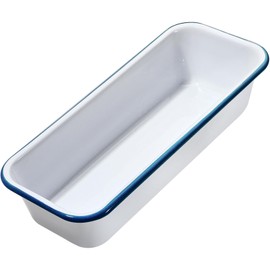 Webake Sartén grande esmaltado para pan, pan largo de plátano para hornear, sartén rectangular antiadherente para tartas esmaltado, color blanco, 12 x 4.5 pulgadas