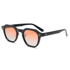 kachawoo Polarised Sunglasses Women TR90 Frame Sunglasses Polygon Men Retro Glasses, Orange Brown Lens