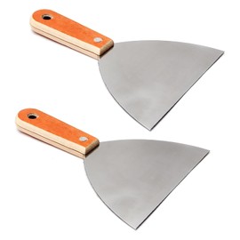 Utoolmart 2Pcs Putty Knife, 6 Inch Carbon steel Stiff Putty Knives, Spackle Knife, Paint Scraper, Scraper Tool with Wooden Handle for Taping Paint Wall Floor Tile