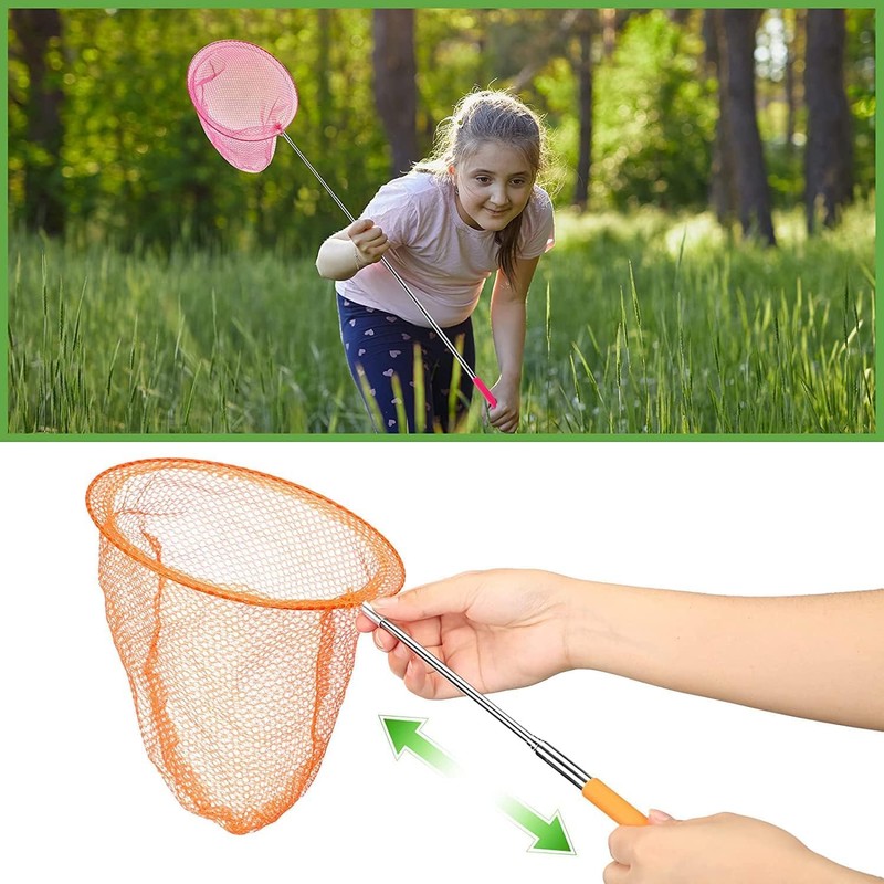 3 Pack Kids Fishing Net,Extendable Butterfly Net,3 Colours Mesh Net