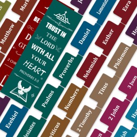 Bible Tabs with Bookmark Christian Laminated Bible Tabs Religion Reposition Index Stickers，Easy to Read and Apply Bible Tabs for Women and Man