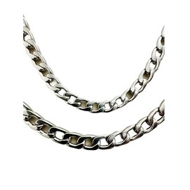 Cuban Link Chain Silver Plated Stainless Steel Necklace Hip Hop Rope Chain (9mm)