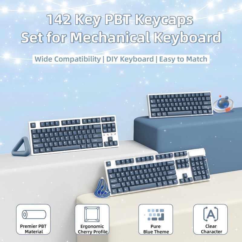PBT Keycaps Cherry Profile Double-Shot Full Keycap Set for ANSI
