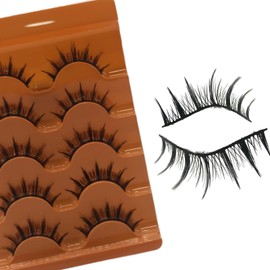 Yilatao False Eyelashes 5 Pairs Manga Lashes Spiky Lashes False Eyelashes for Bigger Eyes, Lashes for Anime Lashes,Beginner friendly, Suitable for Daily Dating, Work, Parties(5Pairs-009-zongse)