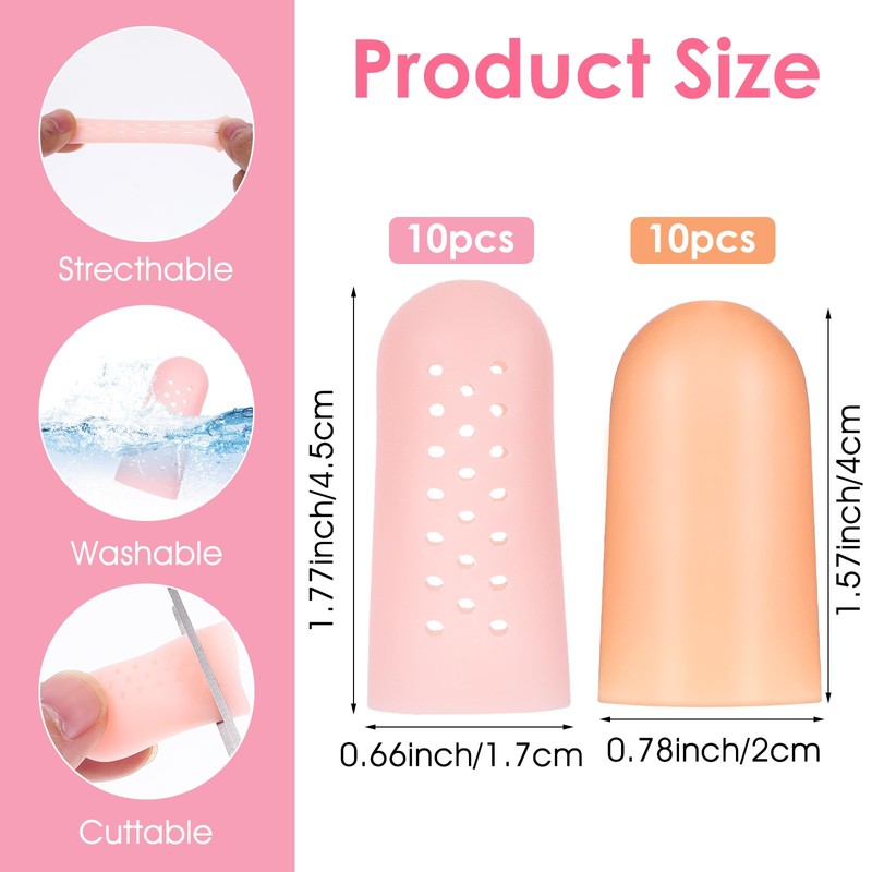 Wanmu Gel Finger Cots with Air Holes, 20 Pcs Nail