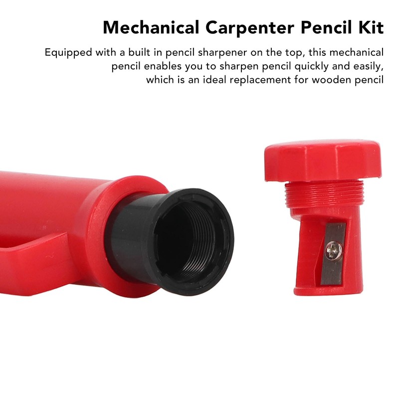 Mechanical Carpenter Pencil Kit Built in Sharpener 2.8mm Refills Woodworking