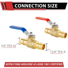 (Pack of 2) EFIELD Cold Expansion Pex-A 3/4 Inch X 3/4 Inch Brass Ball Valve For Hot and Cold Water, Potable Water, ASTM F1960,UPC Certified (2)