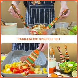 Pakkawood Spurtle Set, Wooden Kitchen Utensils Set of 2, Wooden Spoons Utensils for Cooking, Stirring, Mixing, Serving, Spurtles Kitchen Tools As Seen On Tv for NonSick Cookware